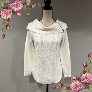 Cowl neck off white sweater